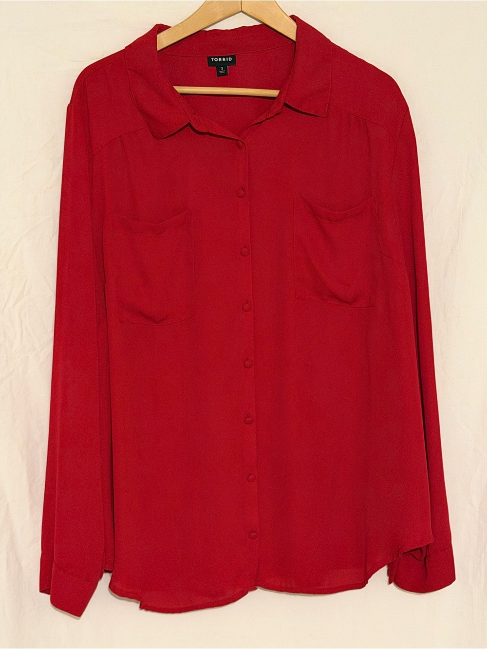 Torrid Women's Plus Size Red Georgette Button-Front Blouse Shirt Size 3 (3x)